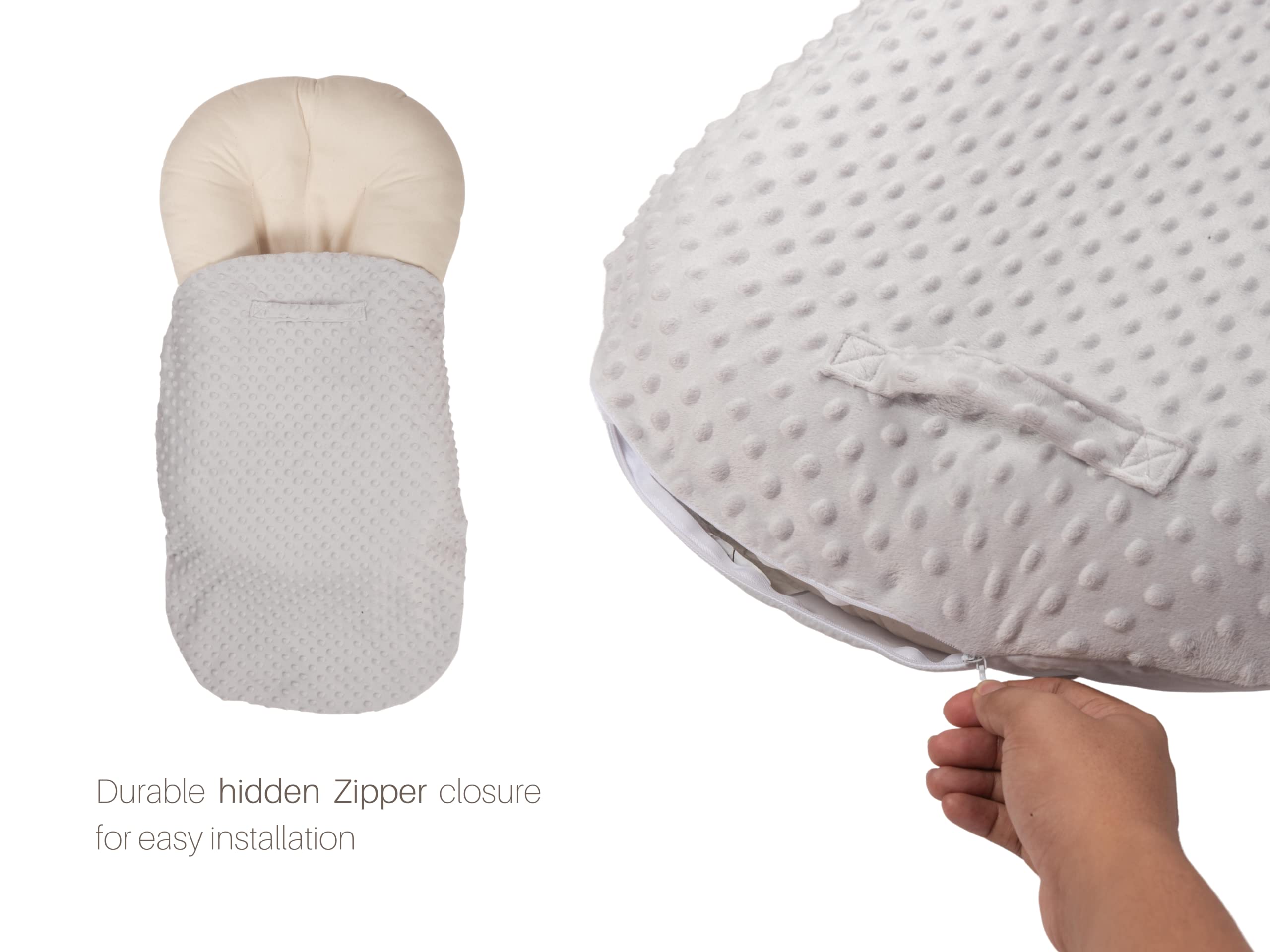 Mila Millie easy-care design simplifies cleaning after feeds and diaper leaks.