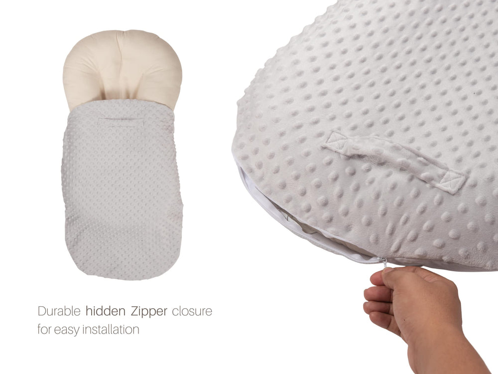 Mila Millie easy-care design simplifies cleaning after feeds and diaper leaks.