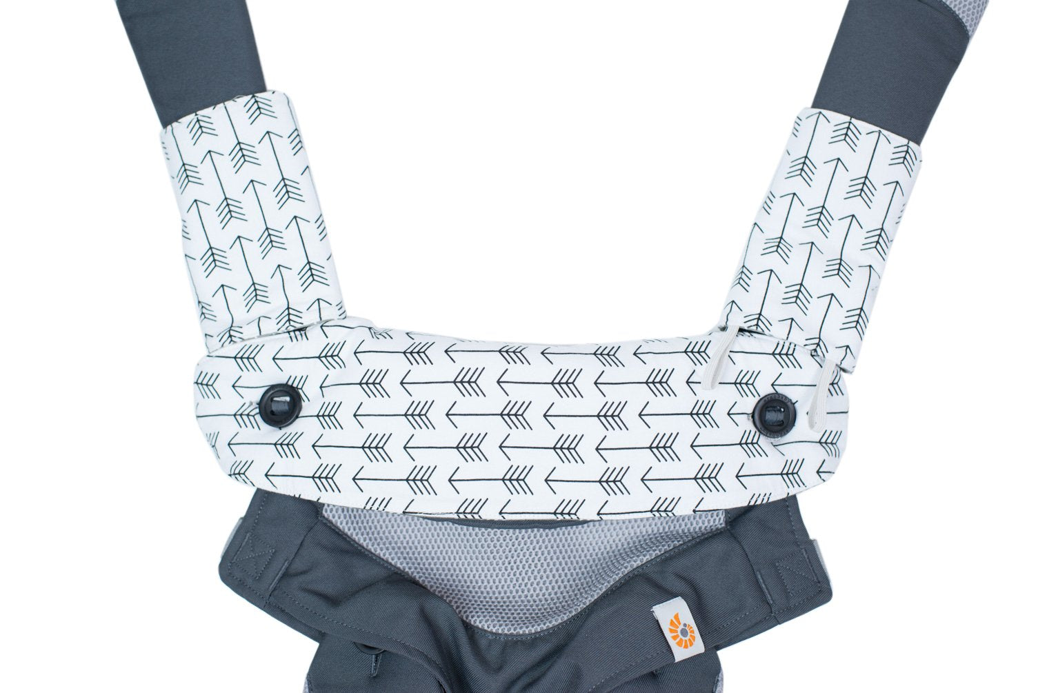 Mila Millie teething pad care closeup illustrating easy machine wash in cold water.