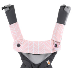 Mila Millie pink herringbone design pad adds stylish teething protection.