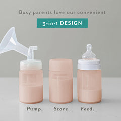 Mila's Keeper bottle with semi-transparent window to monitor milk levels.