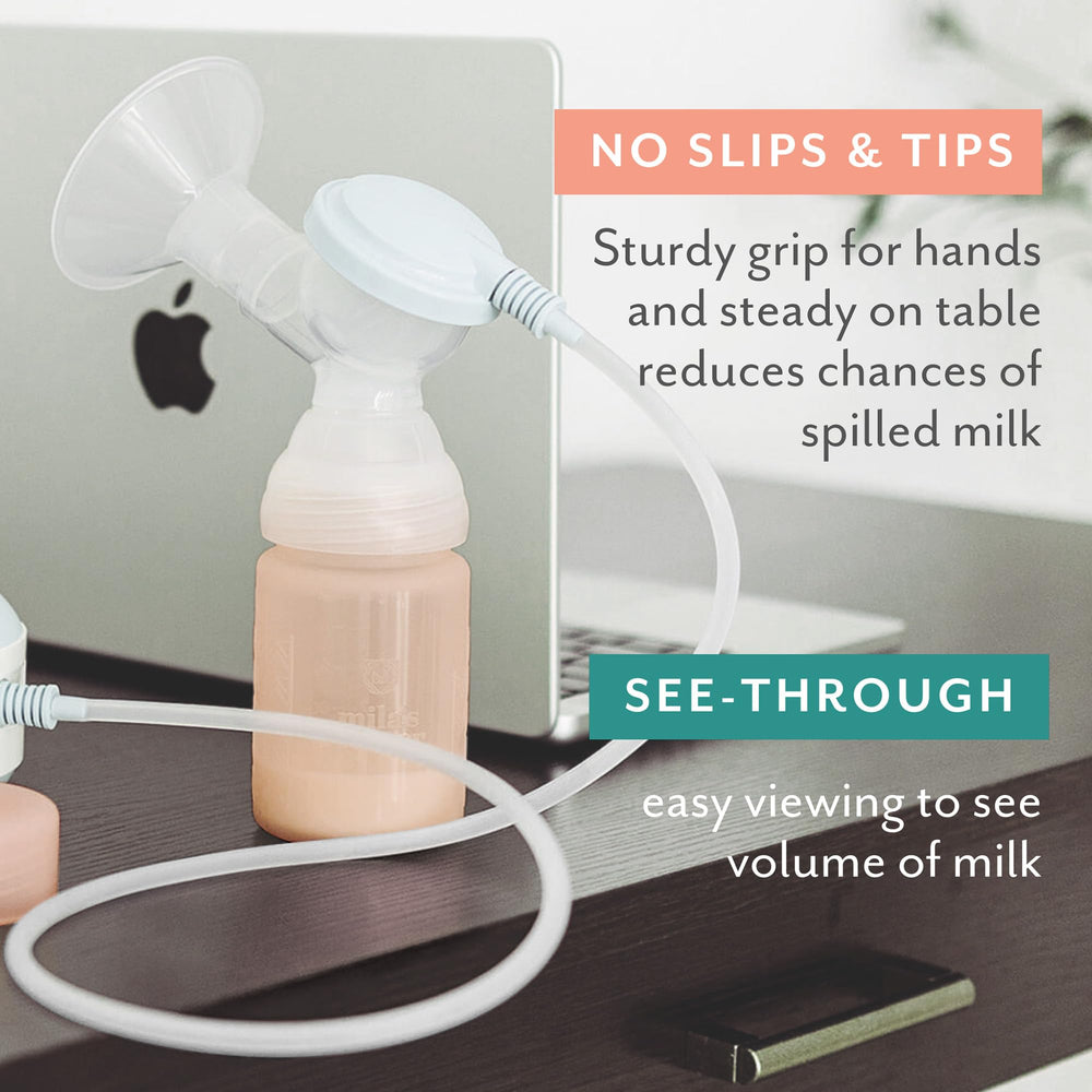 Mila's Keeper pink-sands bottle blends into nursery gear for everyday use.