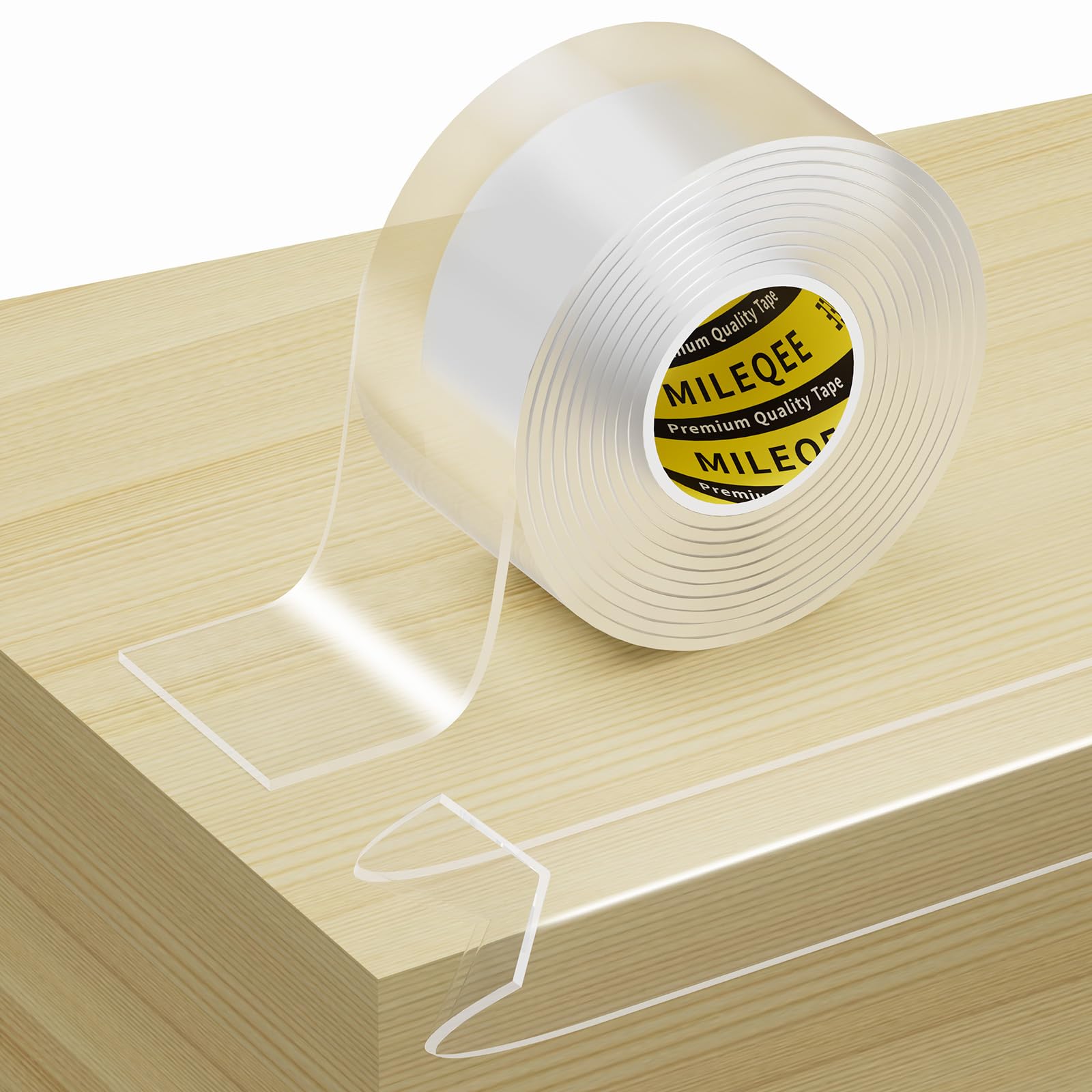 MILEQEE Clear Edge Protector Strip rolled form offers invisible edge protection for furniture corners.