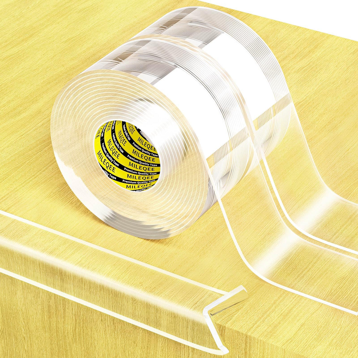 MILEQEE edge protector strip on a wooden table corner for kid-safety