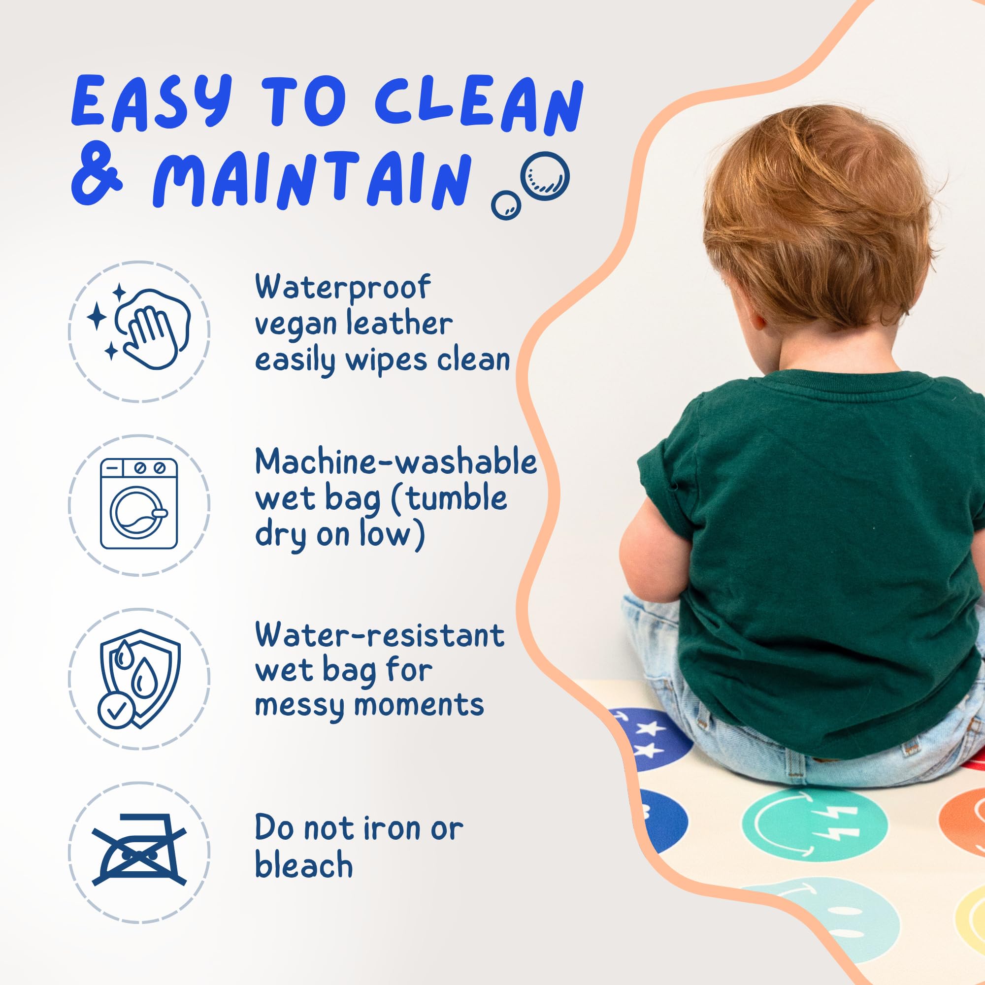 Miles of Wonder easy-clean changing pad after a quick wipe.