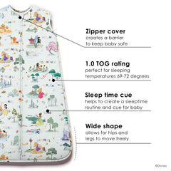 Milk Snob Disney baby sleeveless sleep sack offers breathable warmth for year-round comfort.
