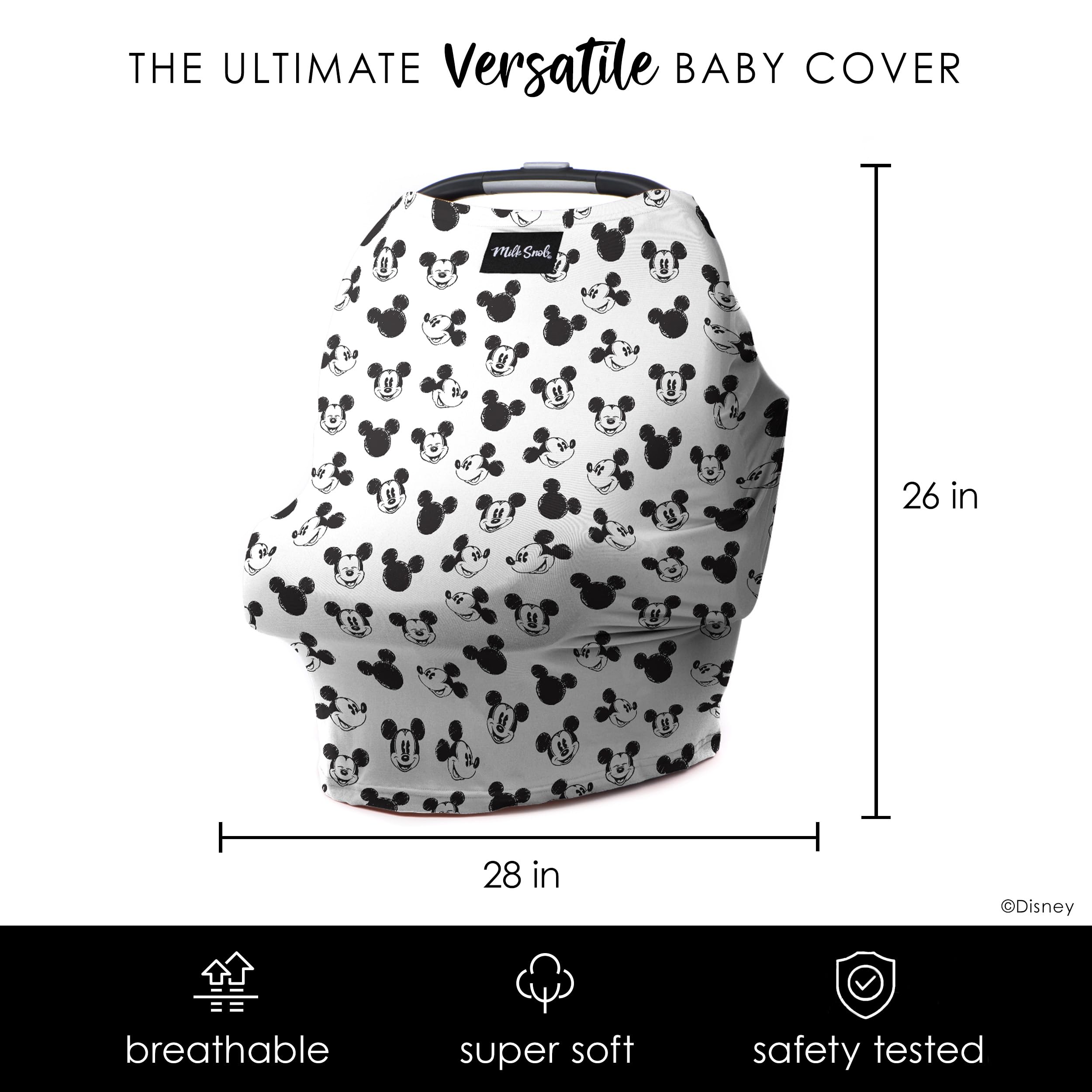 Milk Snob Disney cover provides privacy at the high chair during meals.