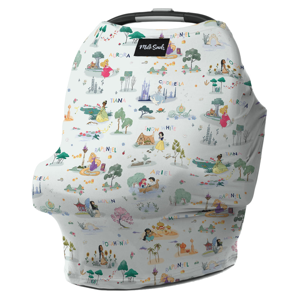Milk Snob Disney Enchanted Kingdoms 5-in-1 cover for discreet breastfeeding with princess design