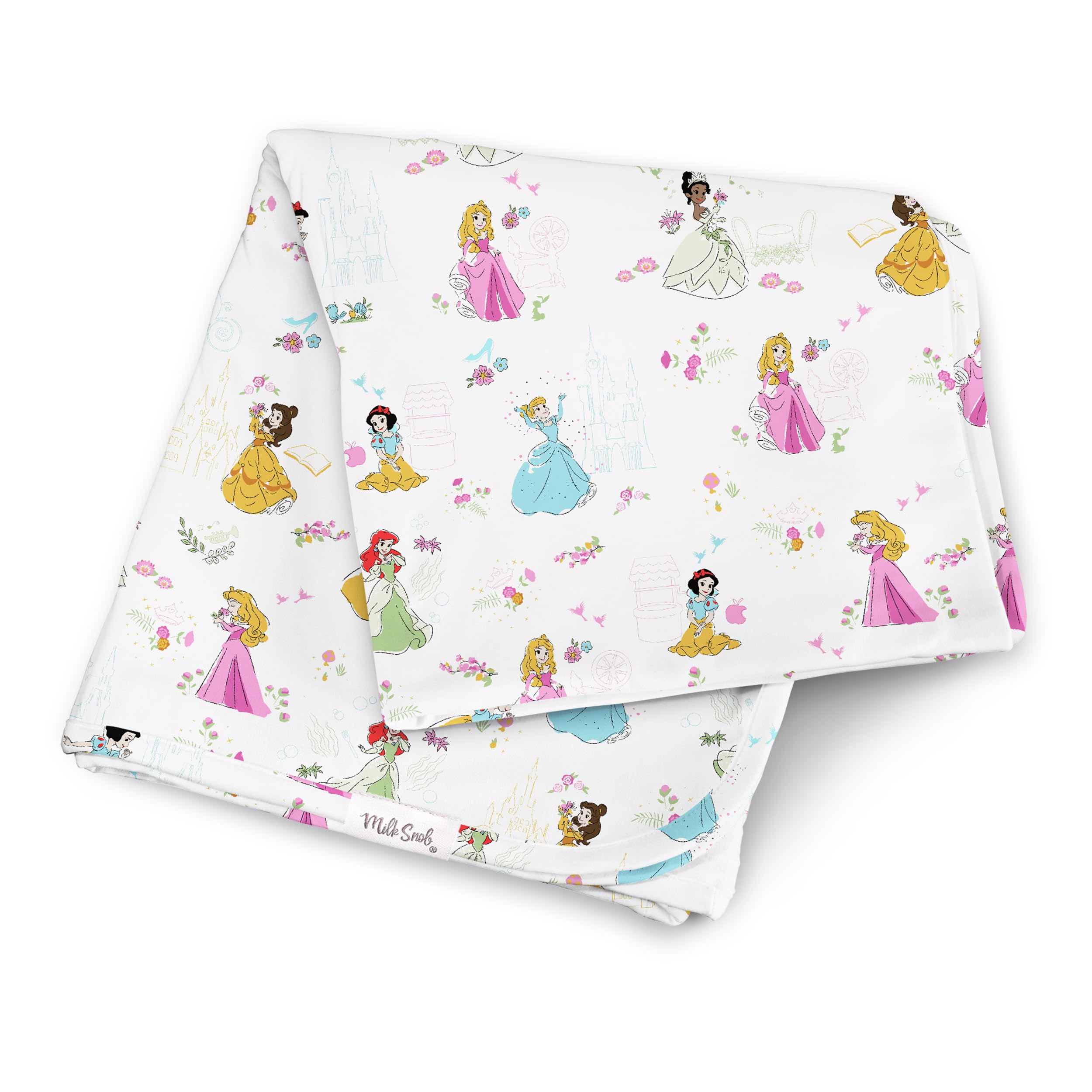 Milk Snob Disney Princess swaddle blanket with princess designs for cozy cuddles.