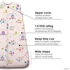 Milk Snob Disney sleeping sack zipper detail emphasizing easy safe access during night-time changes