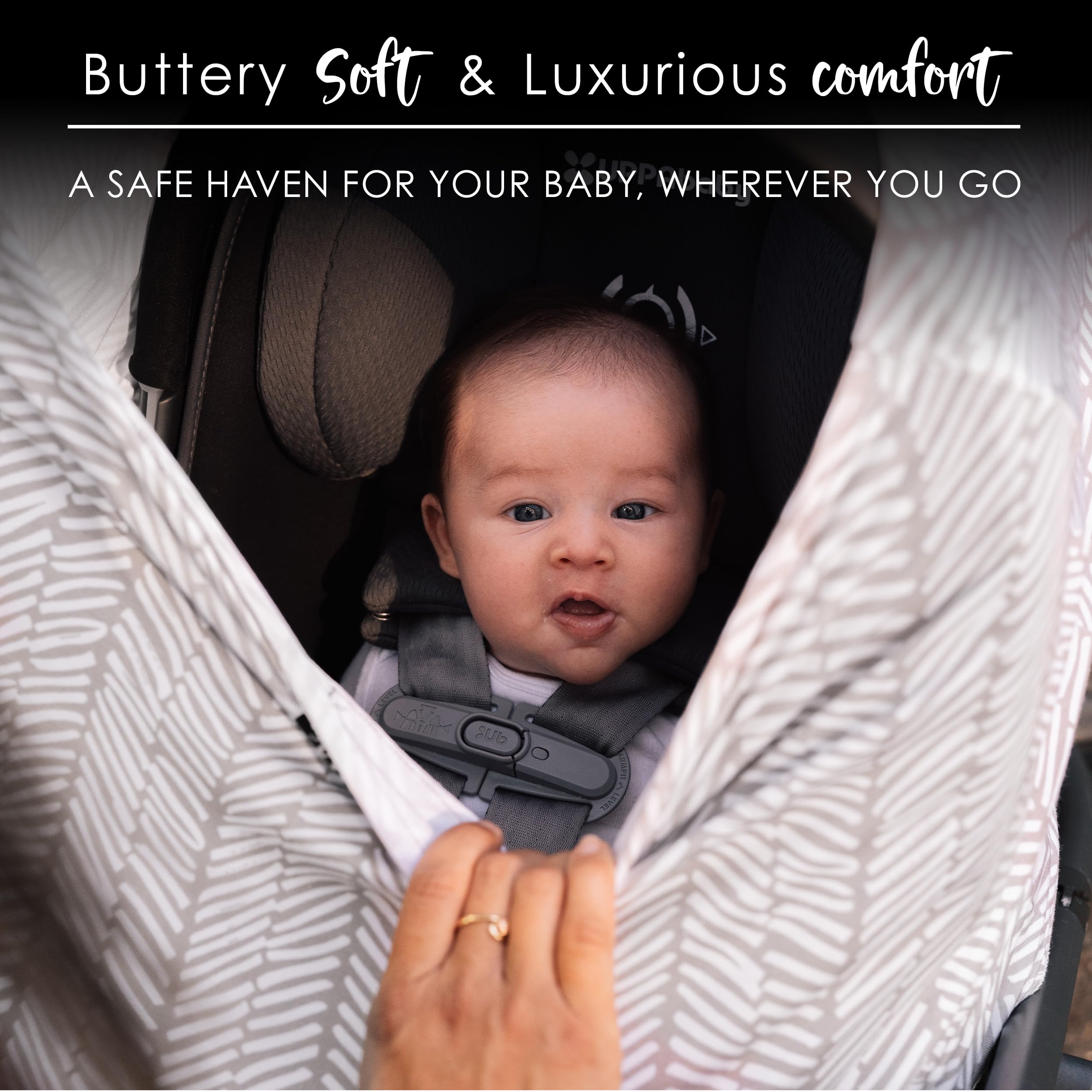Milk Snob Original 5-in-1 cover car seat usage shields sun and wind.