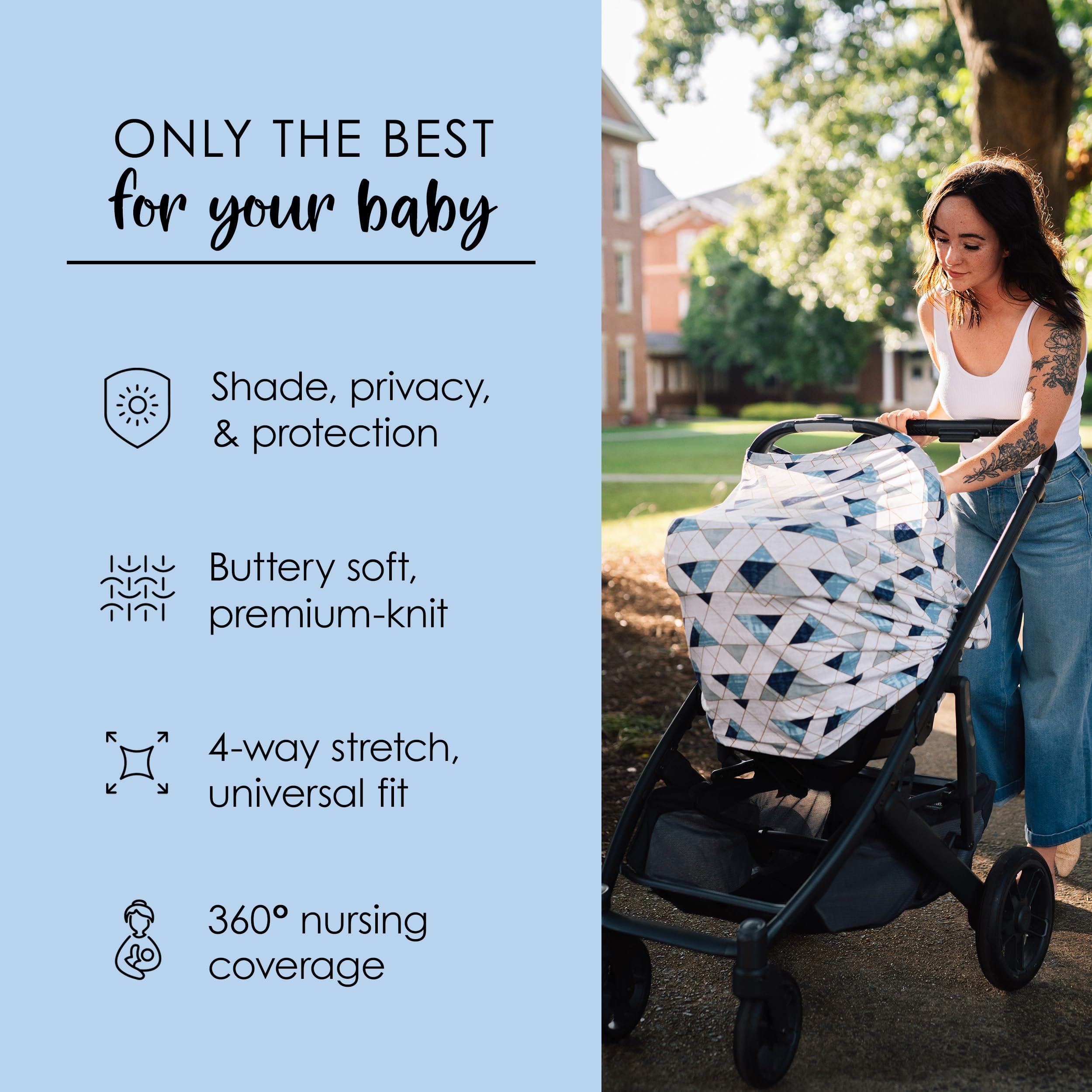 Milk Snob Original 5-in-1 shopping cart cover protects baby during errands.