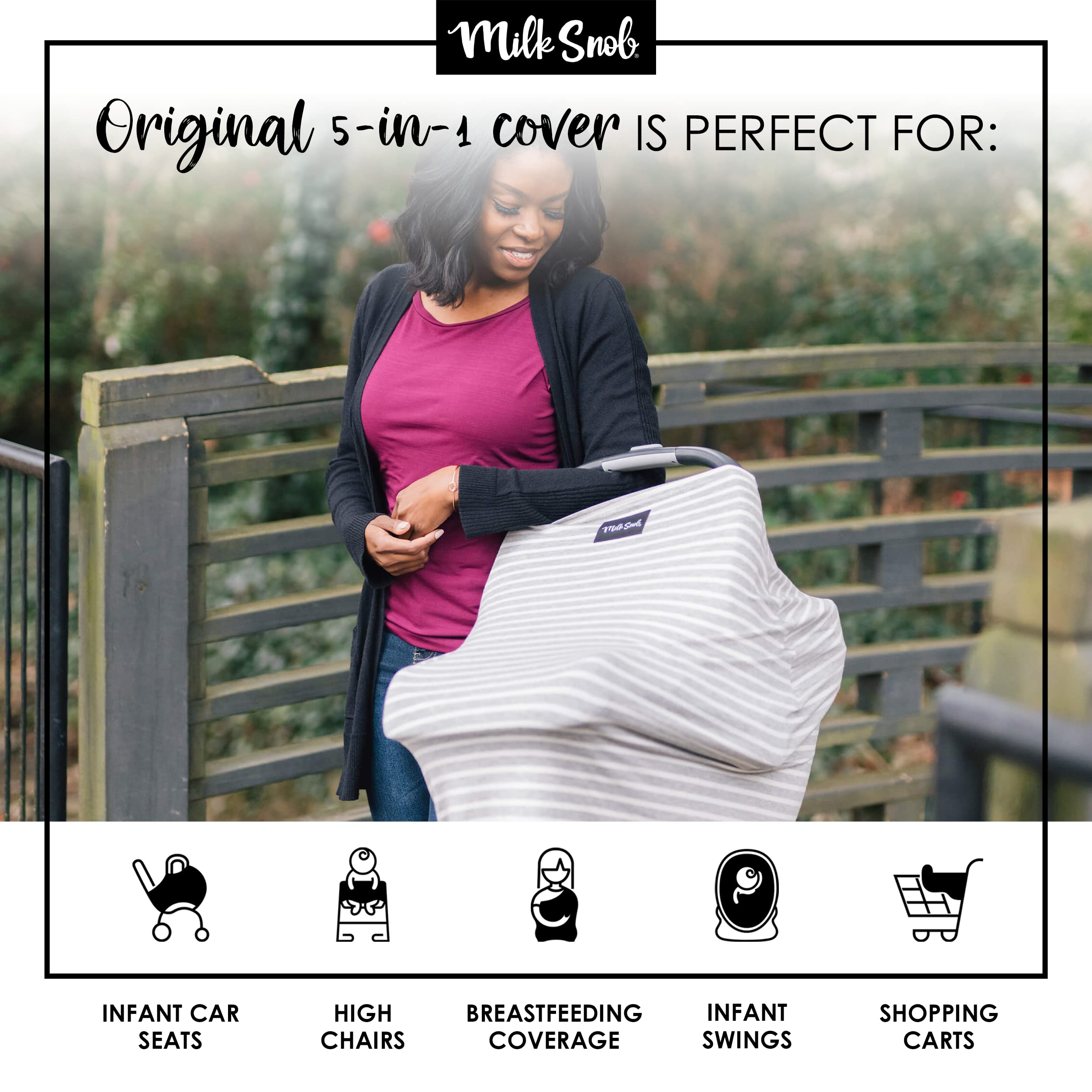 Milk Snob Original 5-in-1 high chair cover protects baby