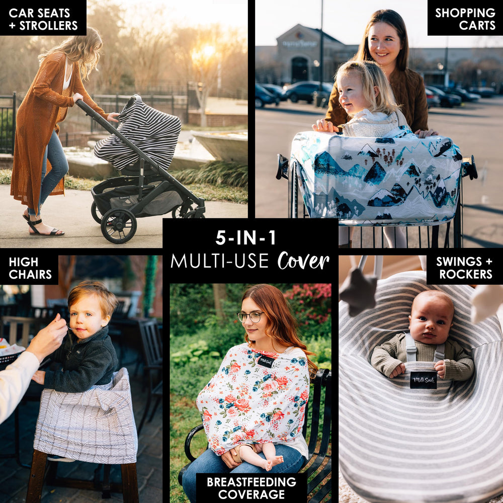 Milk Snob Original 5-in-1 Car Seat Cover shields baby from sun.