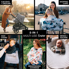 Milk Snob Original 5-in-1 Car Seat Cover shields baby from sun.