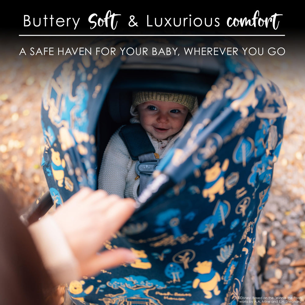 Milk Snob Winnie Pooh car-seat cover shields baby from sun and wind