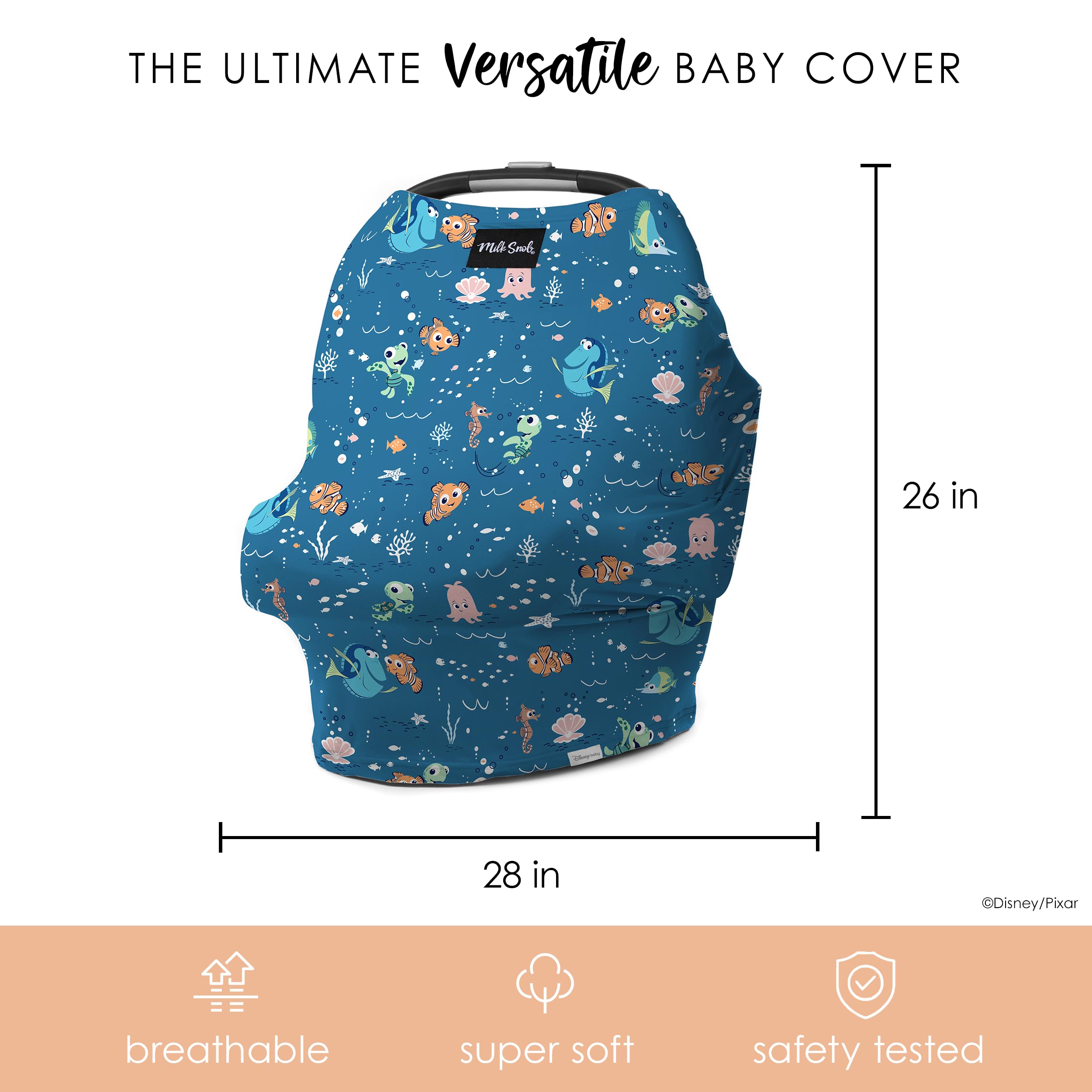 Milk Snob high chair cover in Finding Nemo design provides hygienic dining space