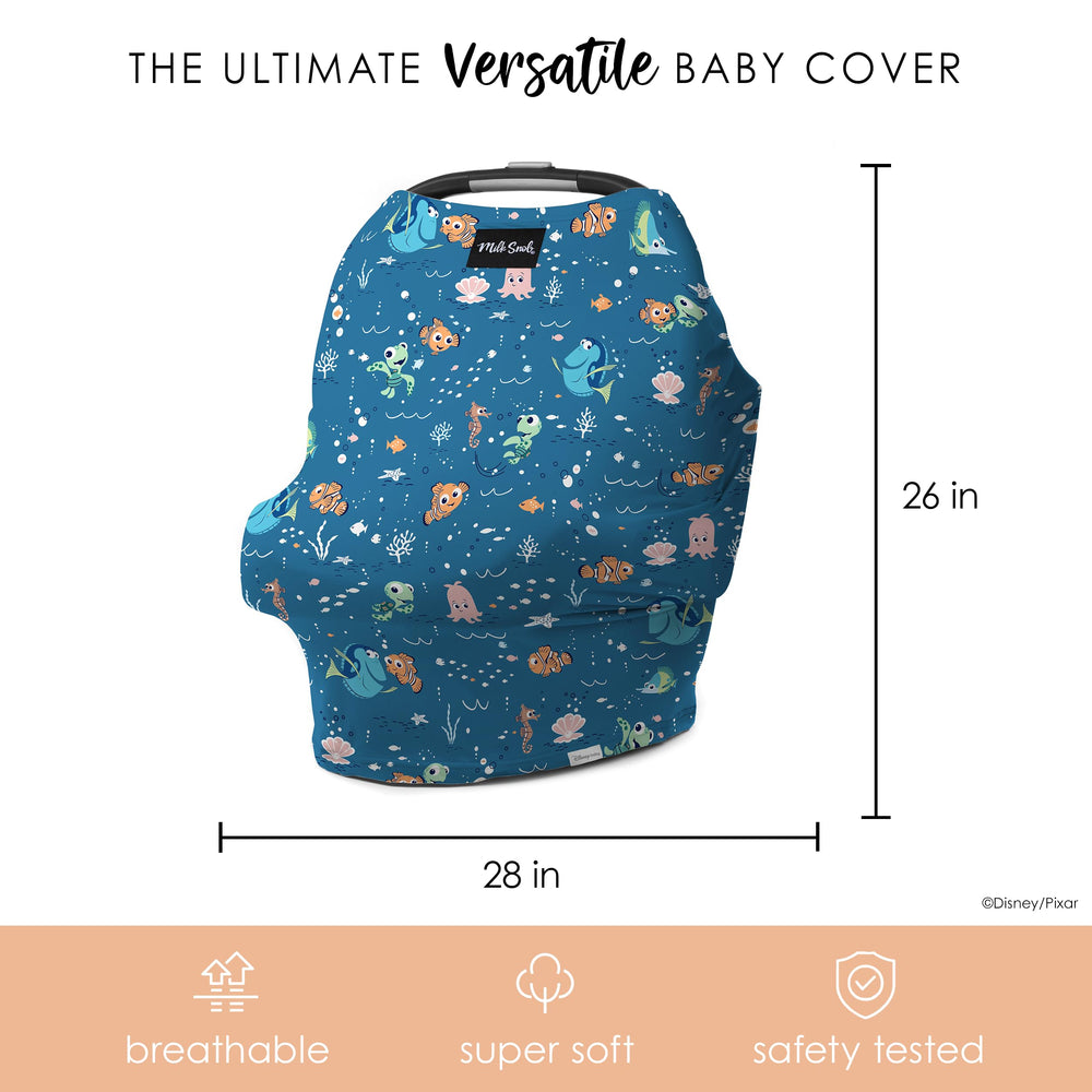Milk Snob high chair cover in Finding Nemo design provides hygienic dining space