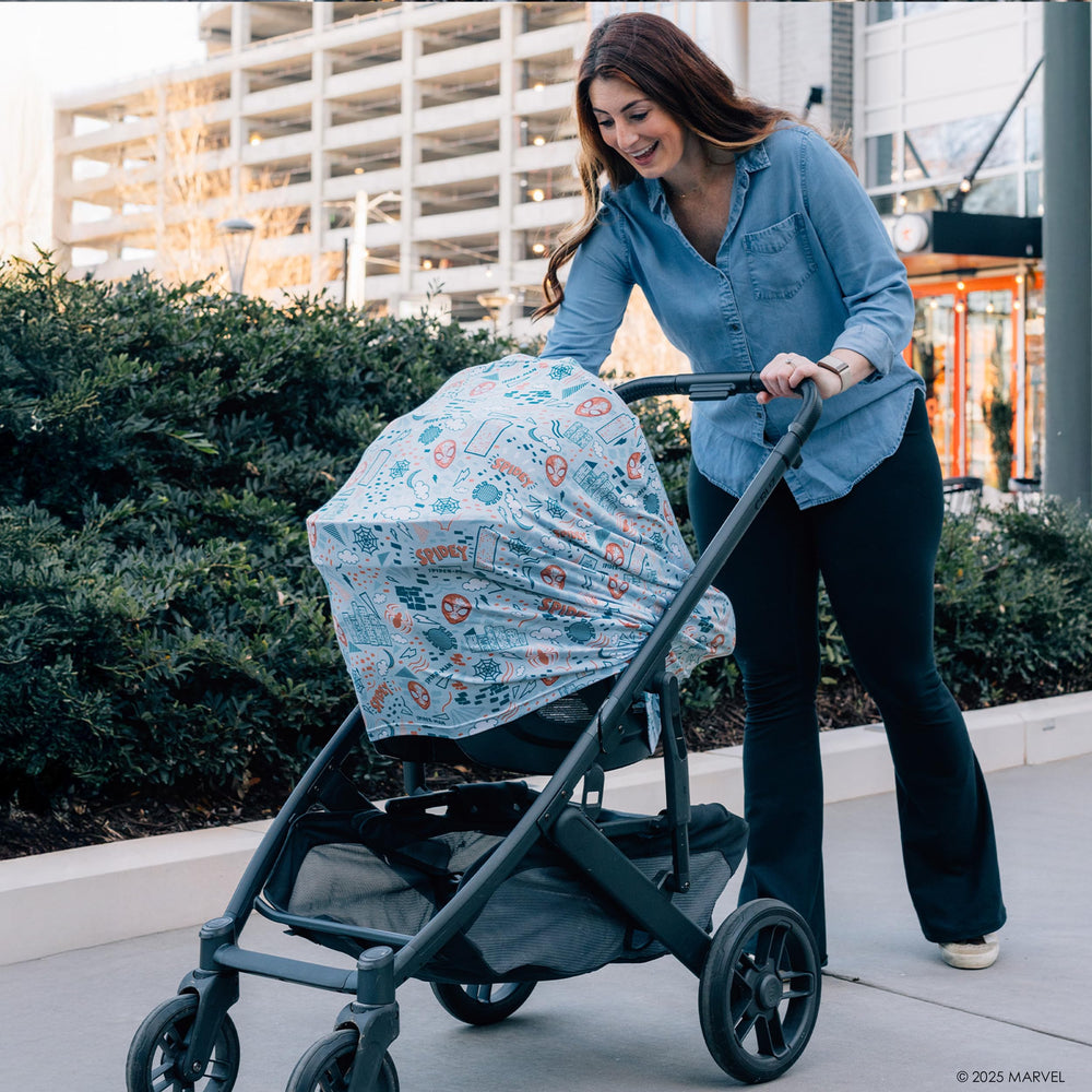 Milk Snob Marvel 5-in-1 cover uses premium rayon blend for soft, breathable fabric