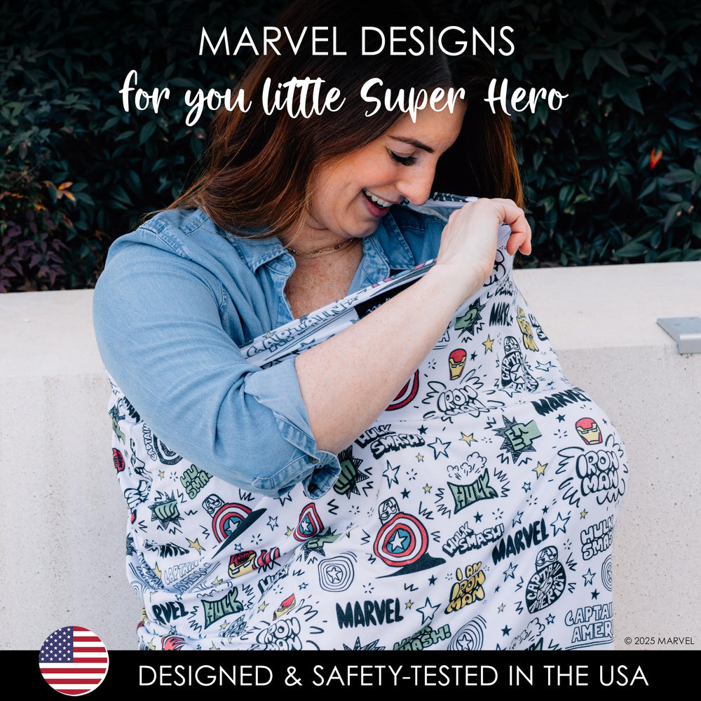 Milk Snob Original Marvel 5-in-1 cover keeps shopping trips clean.