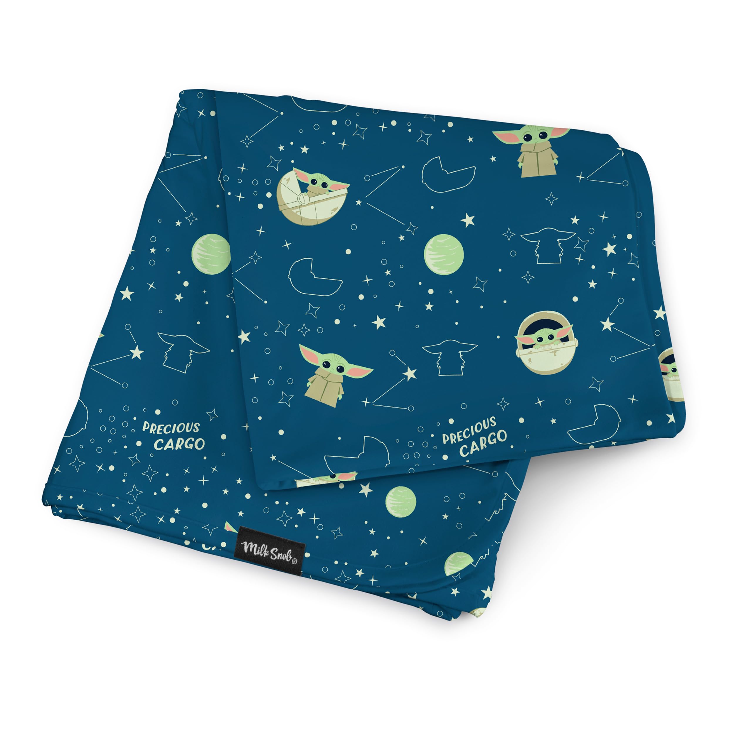 Milk Snob Star Wars blanket Grogu close-up for cozy cuddles