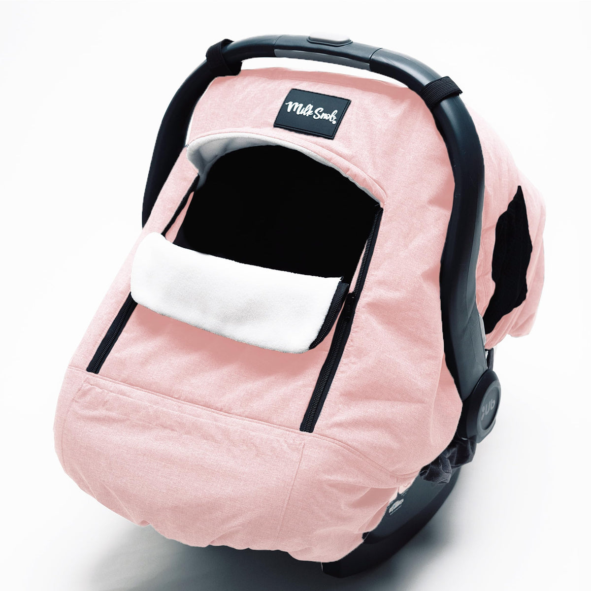 Milk Snob Winter Car Seat Cover canopy keeps baby warm with breathable design.