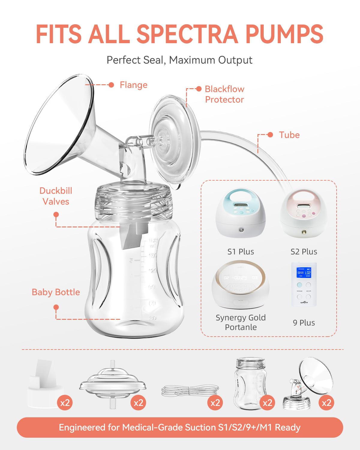 MilkFlow upgraded duckbill valve with pull tab offers easy handling for frequent use.