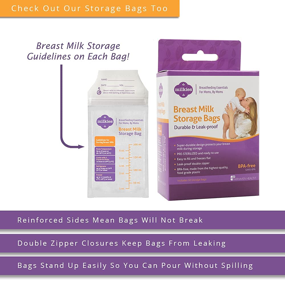 Milkies BPA-Free Plastic emphasizes safe, chemical-free storage.
