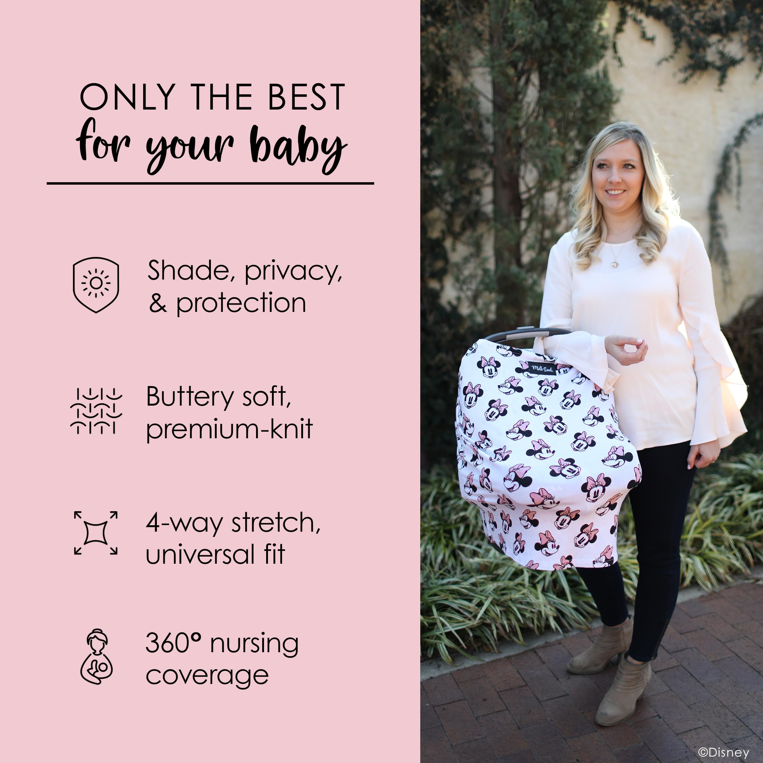 Milk Snob Disney 5-in-1 cover used on high chair and shopping cart