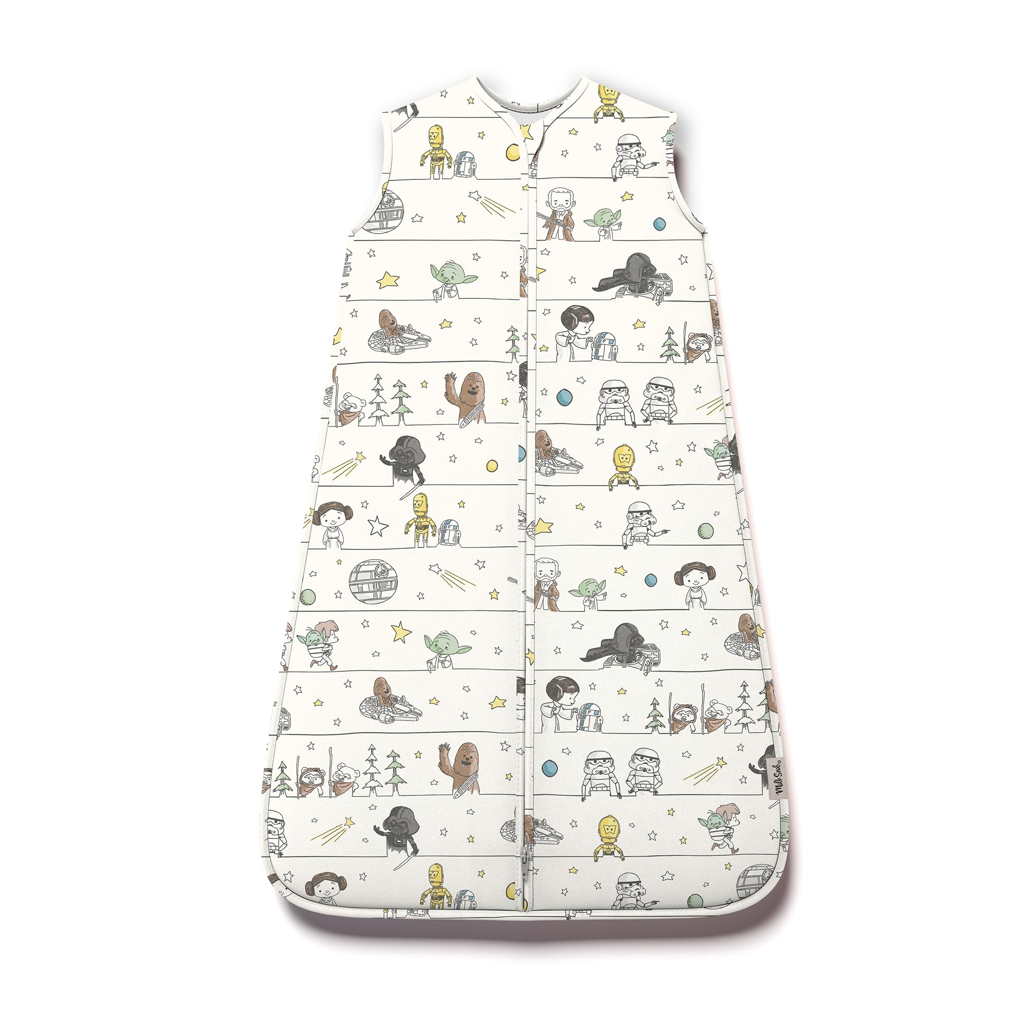 Milk Snob Disney sleeping sack fabric close-up shows buttery-soft material for baby comfort.