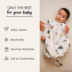 Milk Snob sleeping sack zip-up demonstrates easy, secure wearable blanket use.