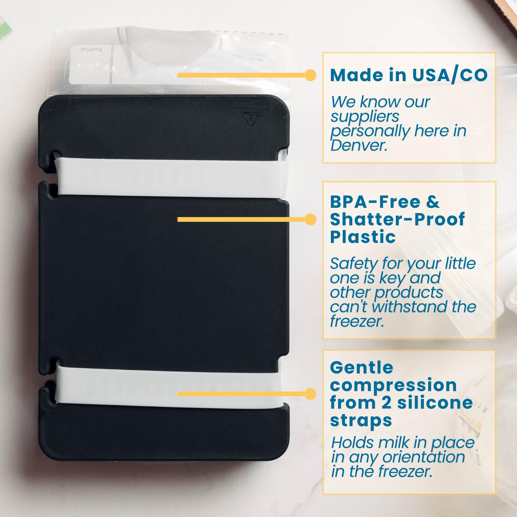 MilkWorx Freeze It Flat with top-brand bag compatibility simplifies freezer organization.