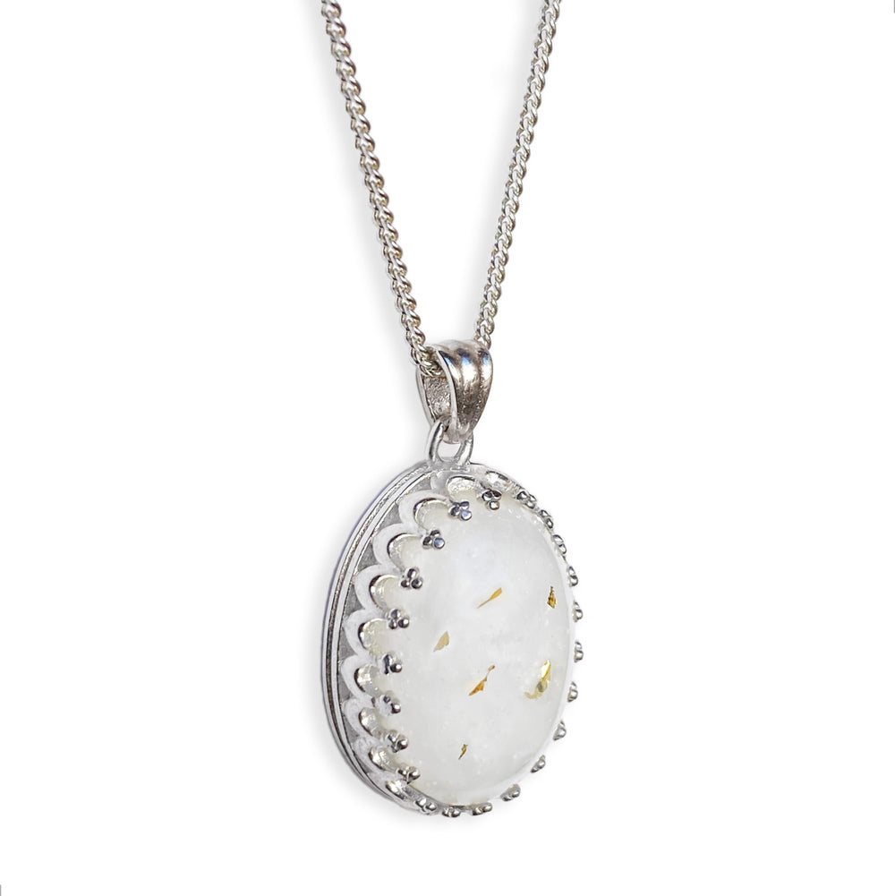 Milky Treasures crown necklace base and chain in silver, a radiant keepsake for new moms