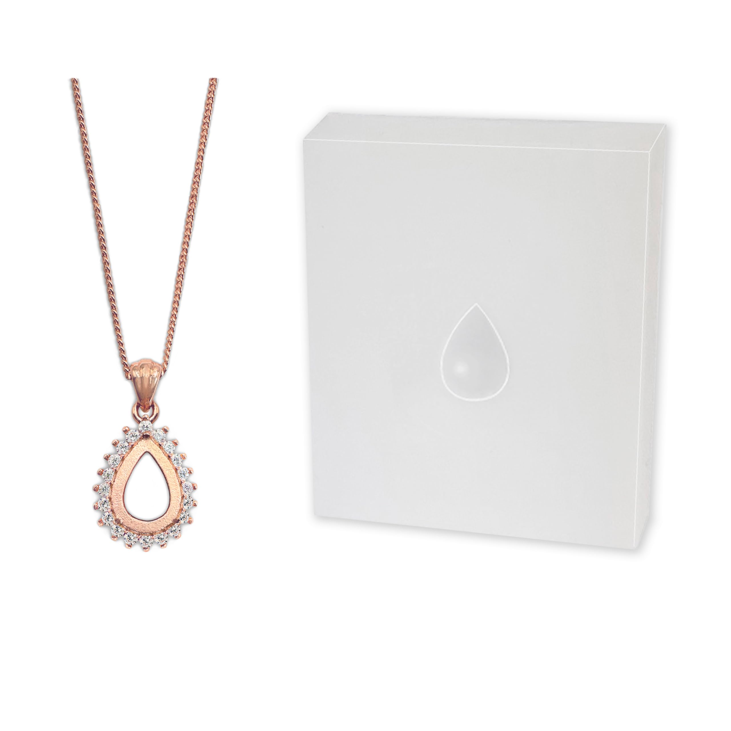 Milky Treasures teardrop necklace pendant in rose gold plated finish, ideal for a treasured birth keepsake