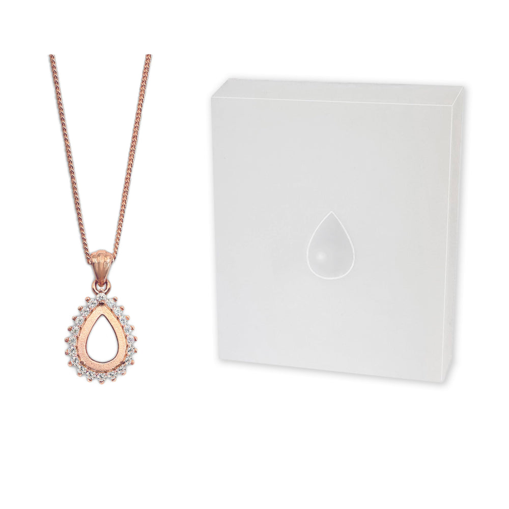 Milky Treasures teardrop necklace pendant in rose gold plated finish, ideal for a treasured birth keepsake