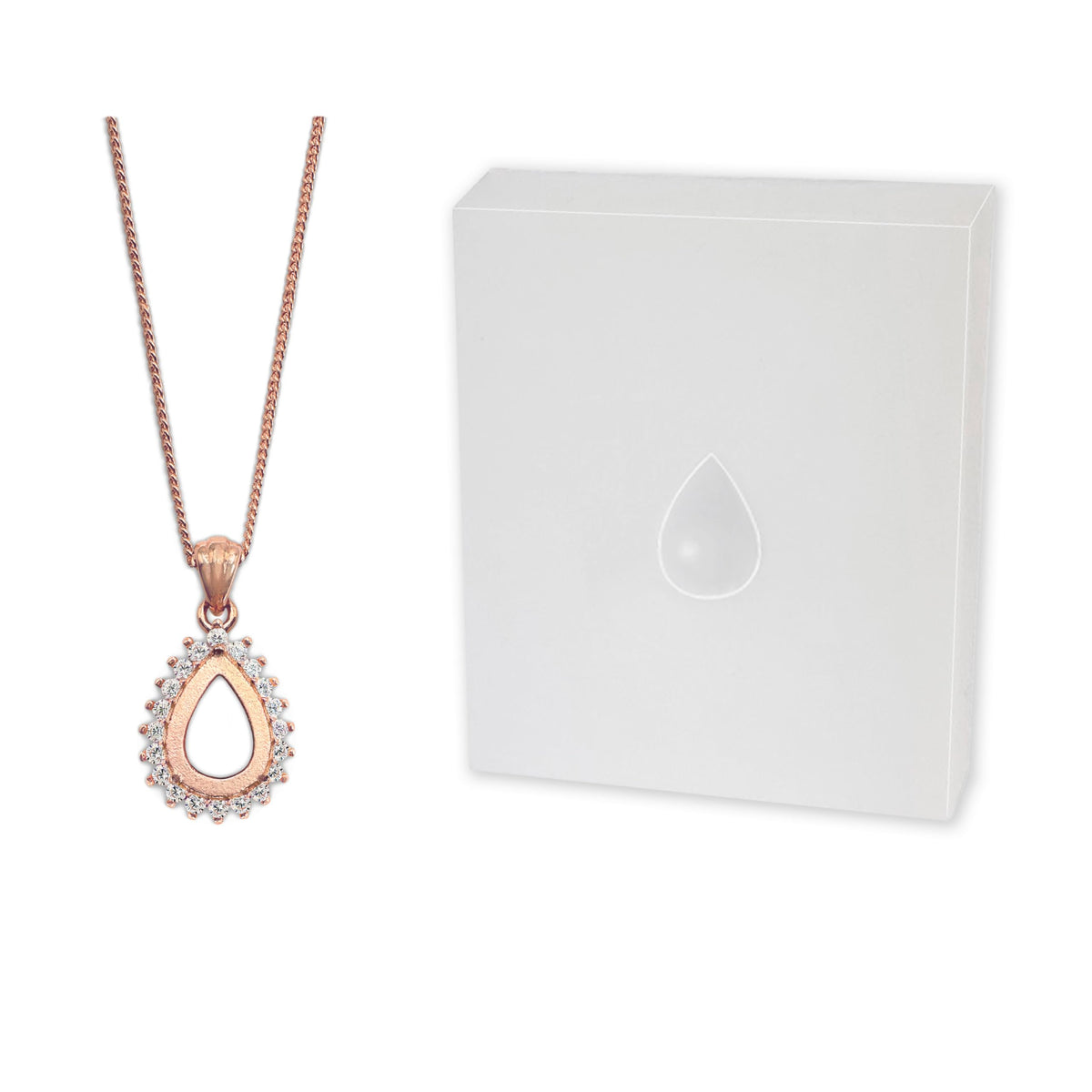 Milky Treasures teardrop necklace pendant in rose gold plated finish, ideal for a treasured birth keepsake