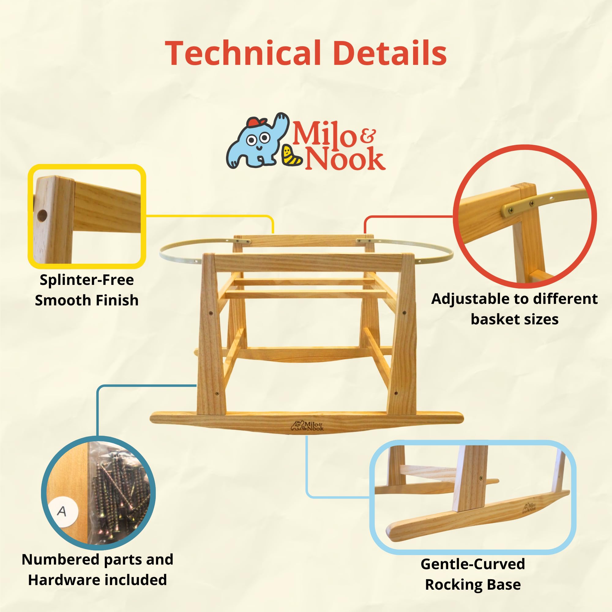 Milo & Nook basket stand CPC-certified safety for child products