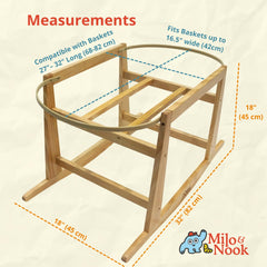 Milo & Nook basket stand front view highlights stable bedside support