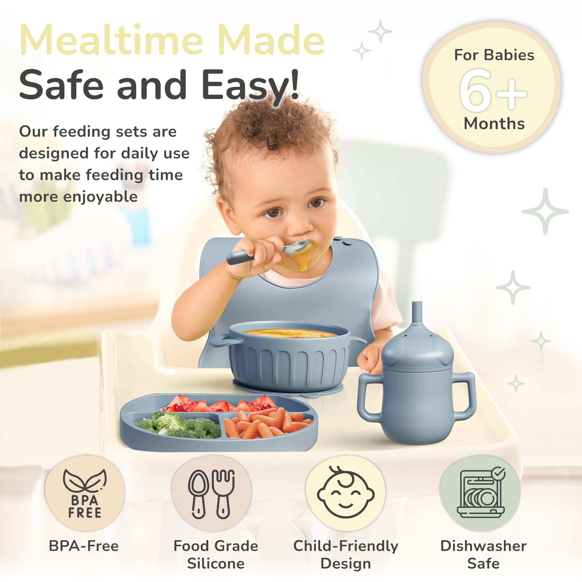 Mimi & Kiki blue sippy cup helps transitions with spill-free practice.
