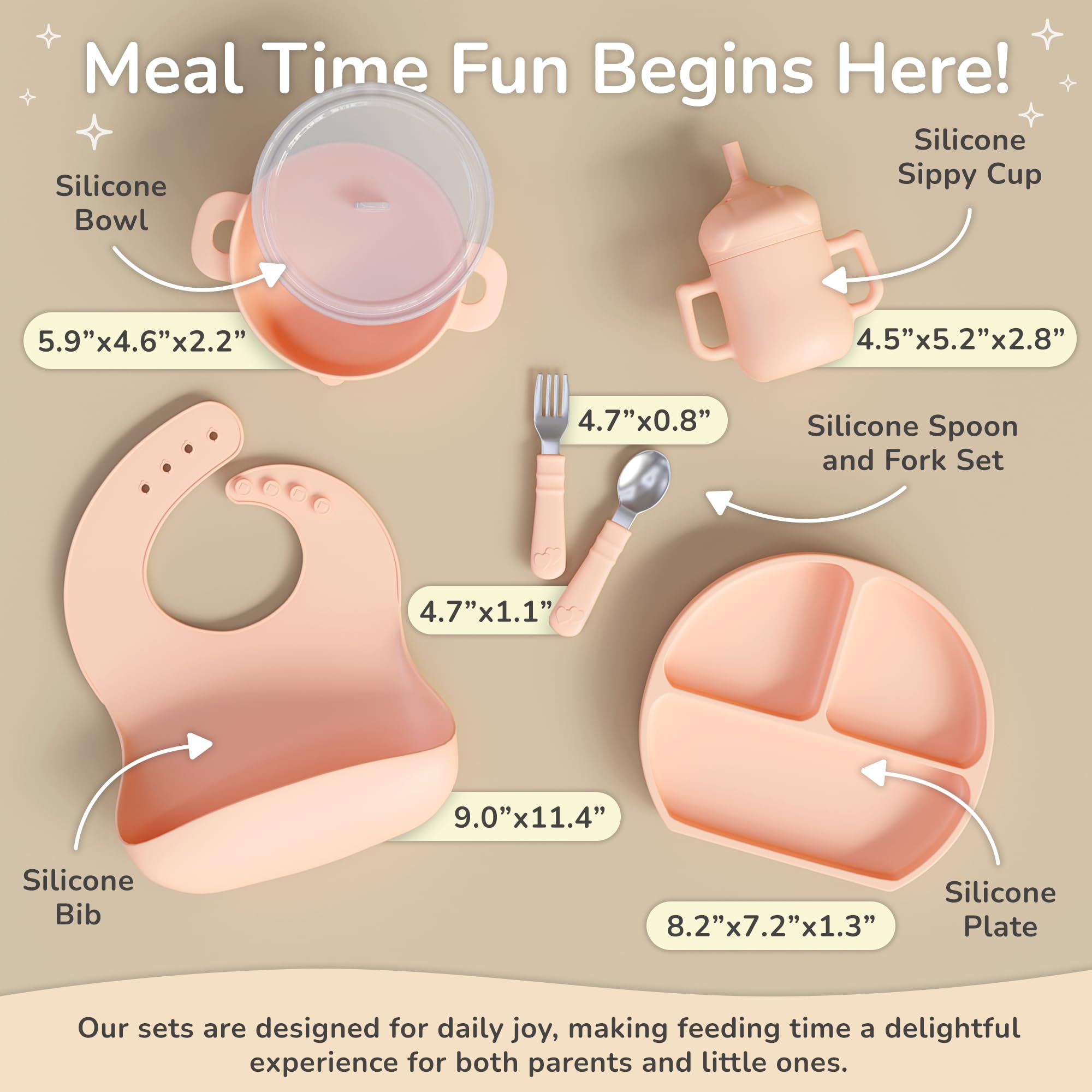 mimi & kiki silicone baby bowl in light pink with slip-resistant base for stable meals.