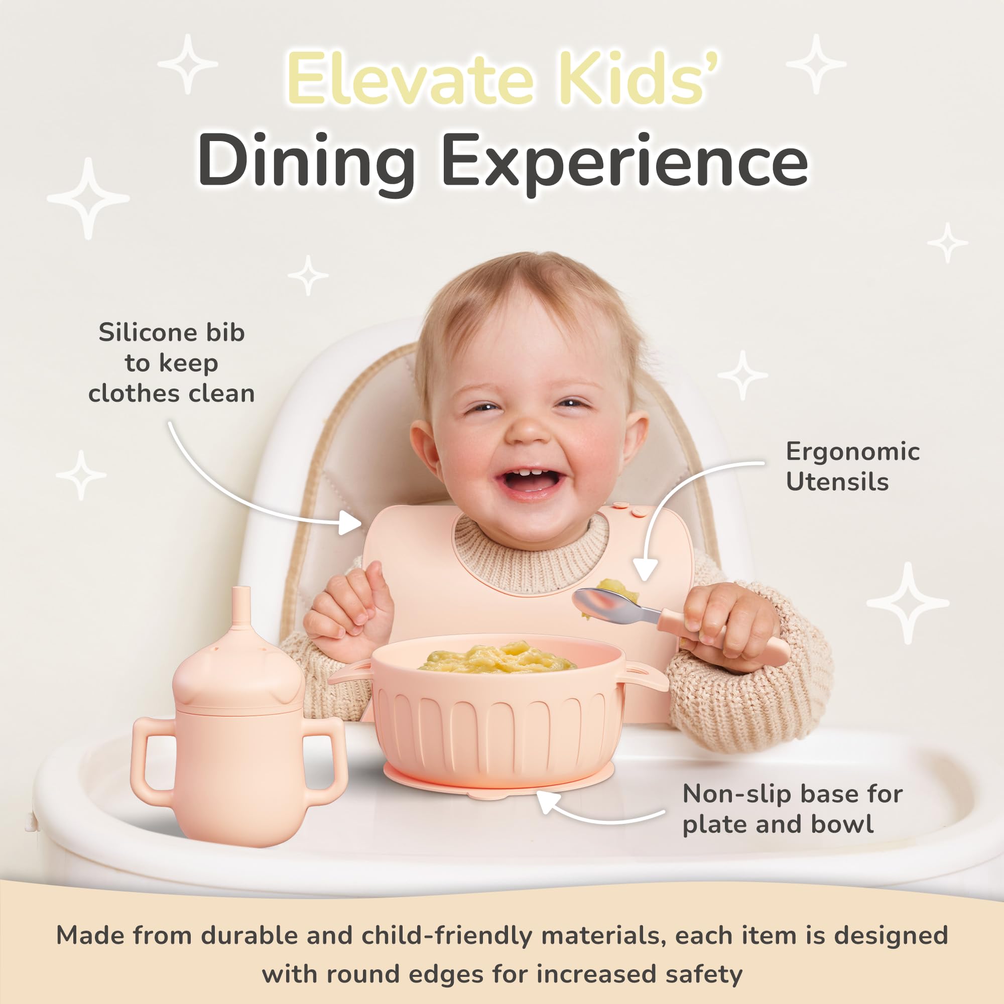 mimi & kiki toddler fork and spoon with smooth edges for safe self-feeding.