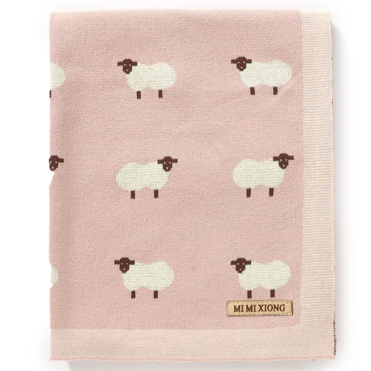 mimixiong baby blanket knit pink sheep front view for cozy snuggle