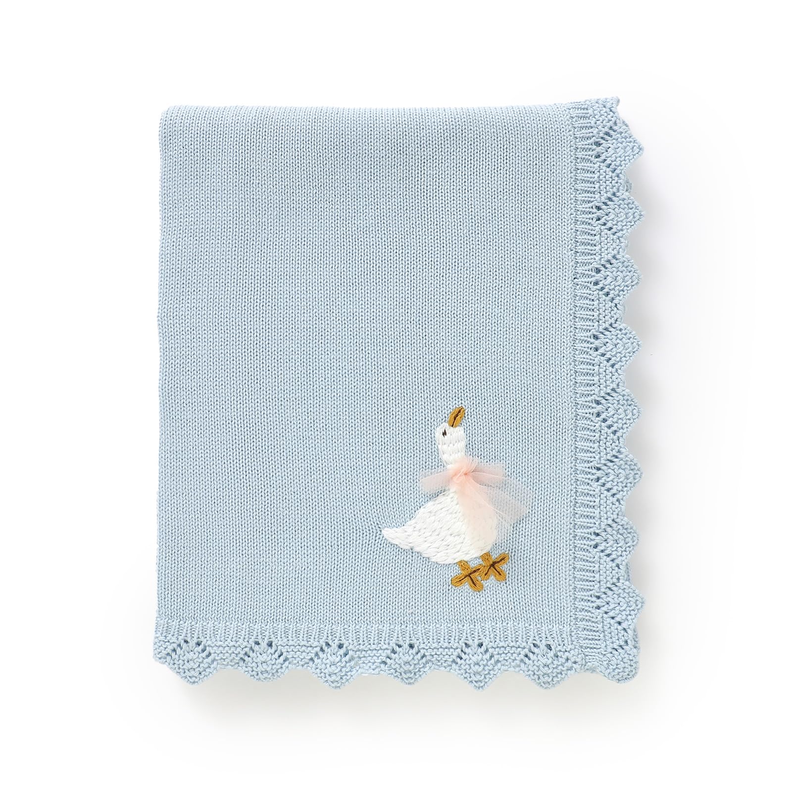 mimixiong cotton baby blanket goose-embroidery closeup for soft comfort and timeless style