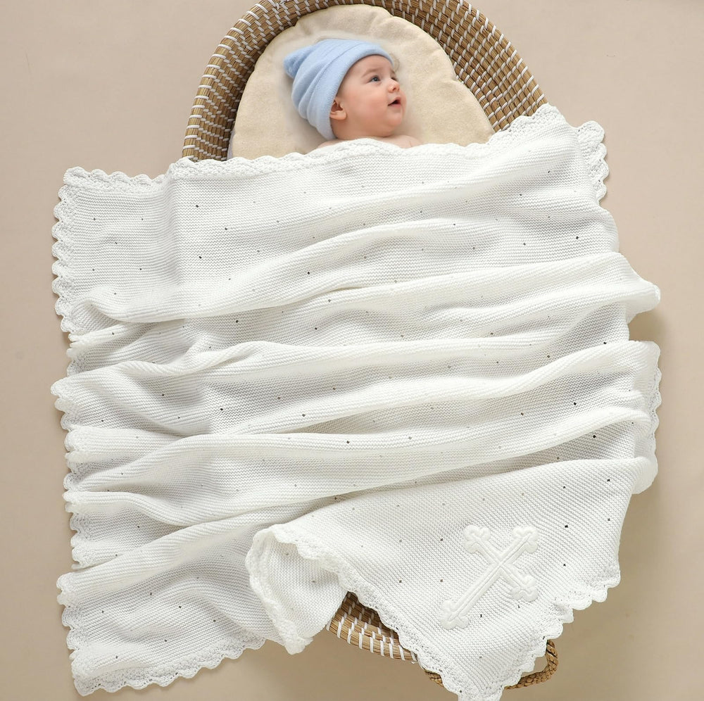 mimixiong off-white christening gift blanket, timeless design