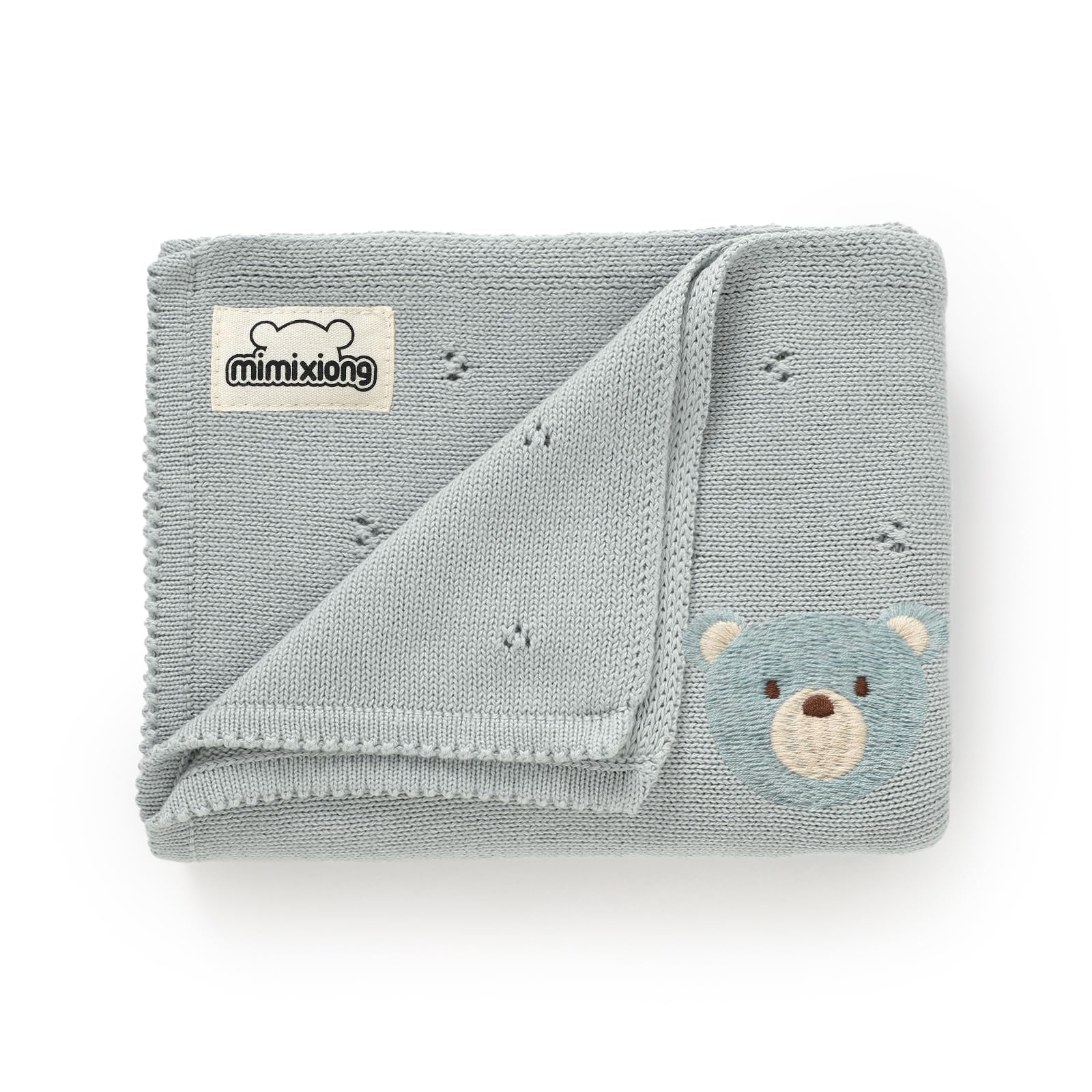 mimixiong organic cotton baby blanket close-up knit for breathable newborn comfort.