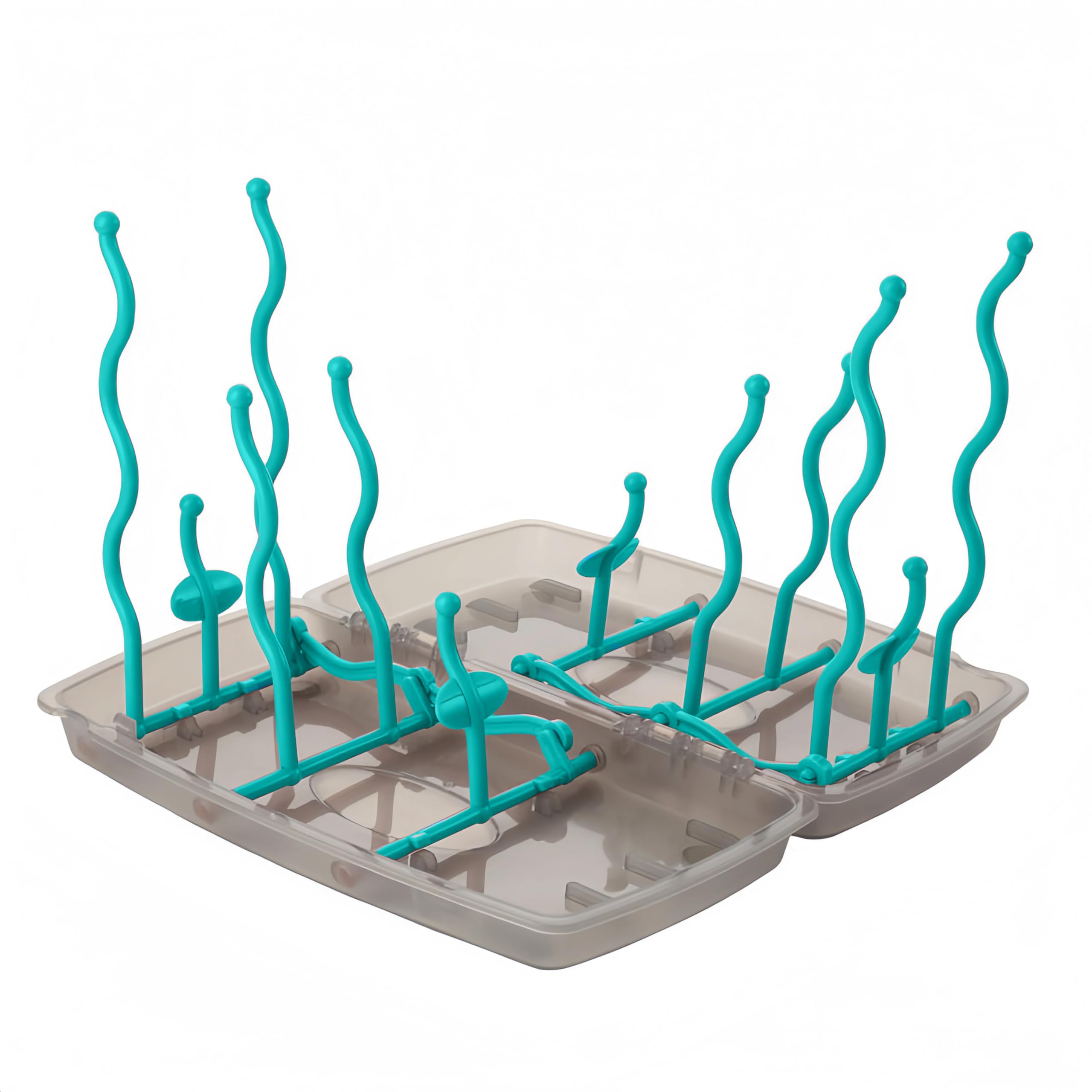 Minchsrin collapsible bottle drying rack blue folded, showcasing space-saving portability.