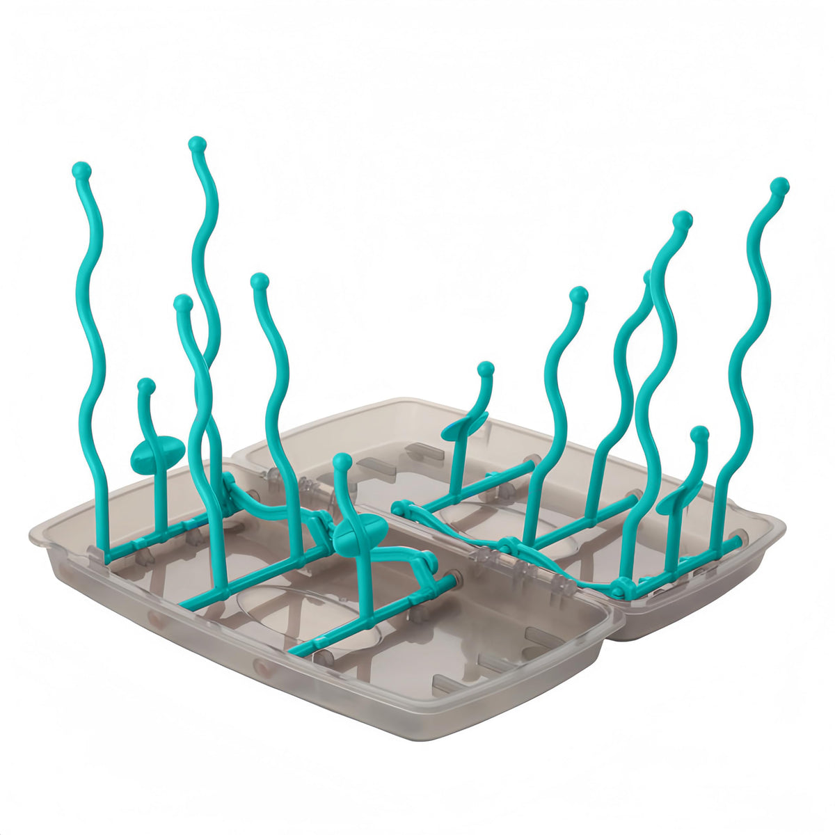 Minchsrin collapsible bottle drying rack blue folded, showcasing space-saving portability.