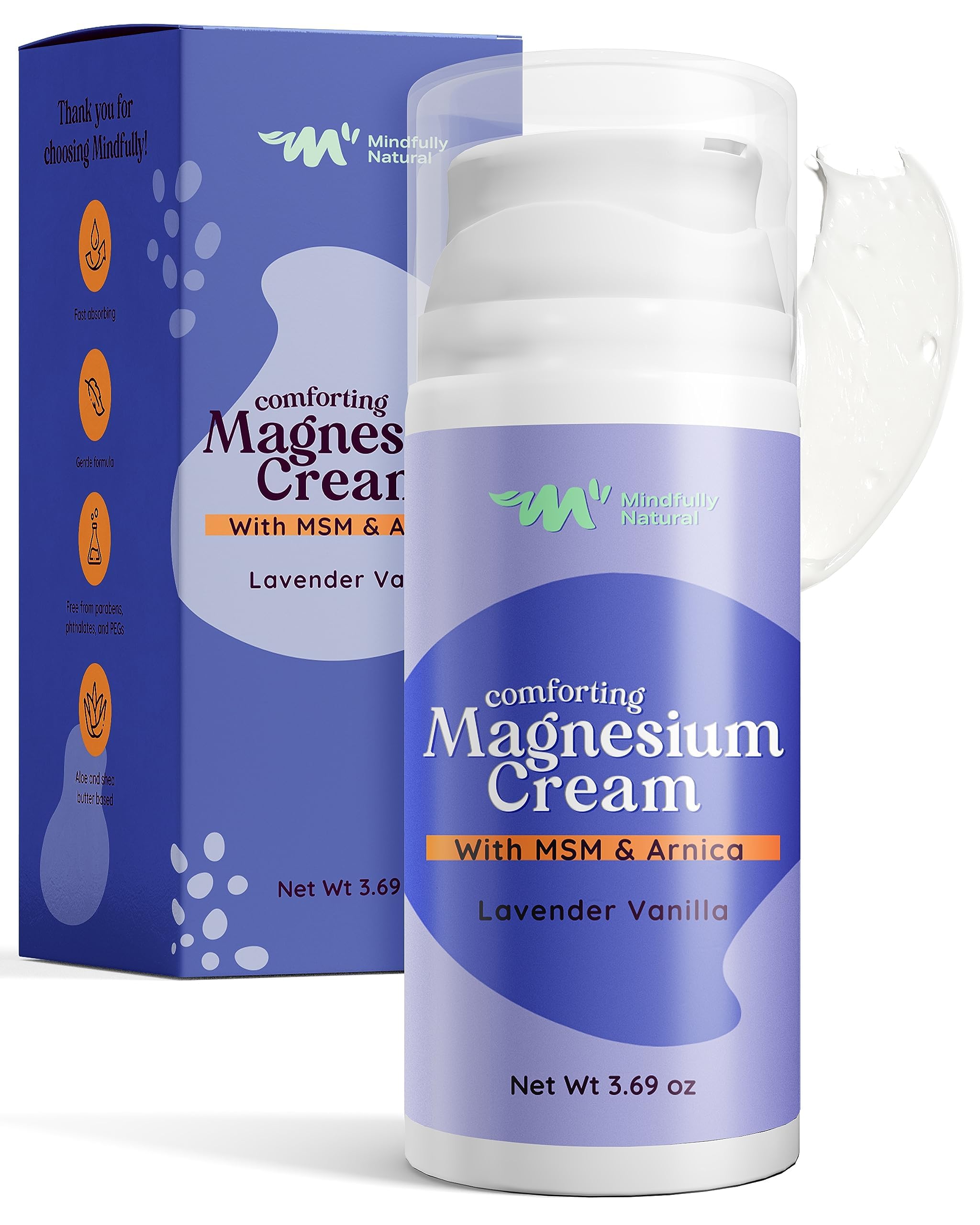 Mindfully Natural Magnesium Cream bottle pump set for a calm bedtime routine.