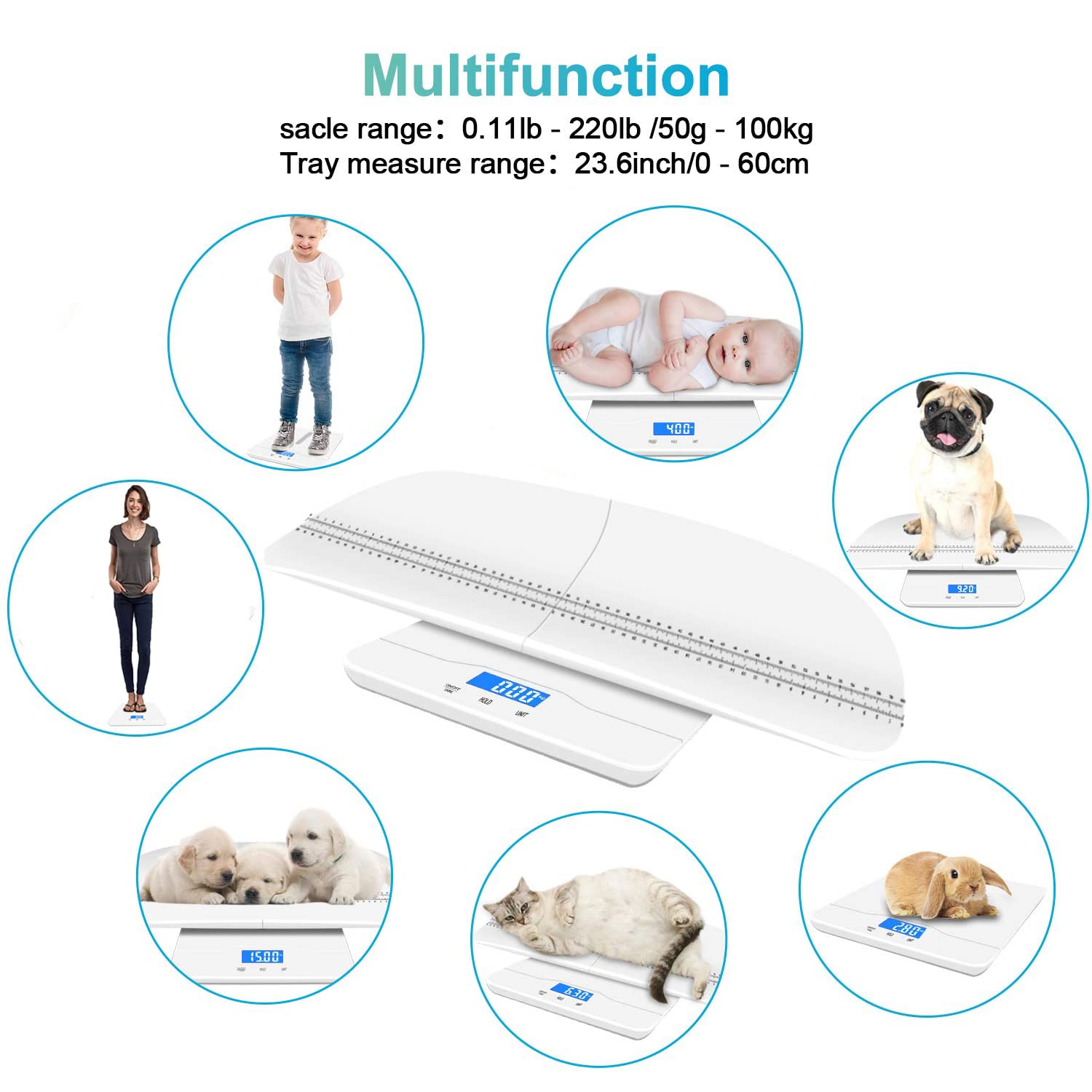 MINDPET-MED removable tray for easy cleaning between baby and pet weigh-ins