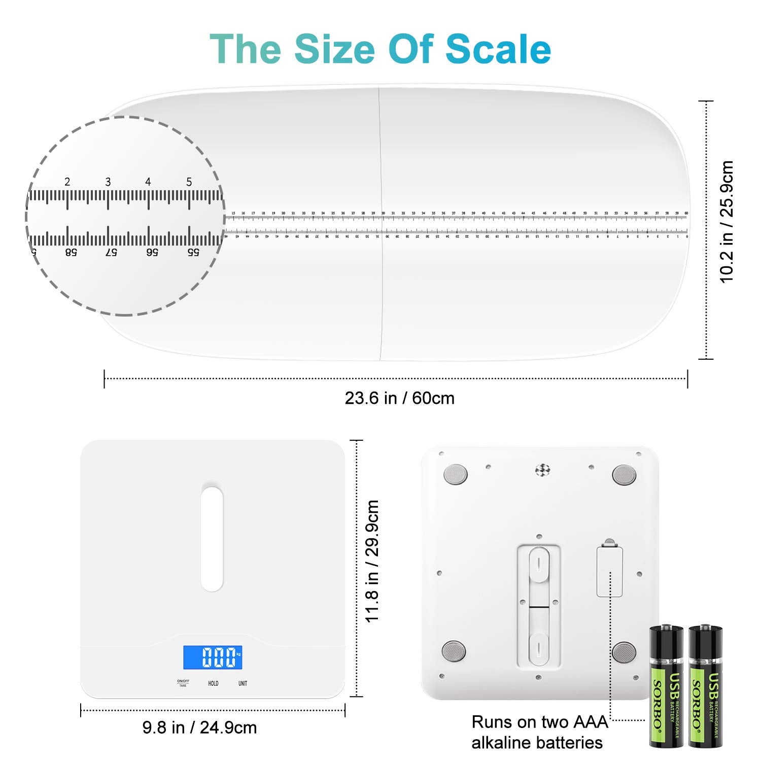 MINDPET-MED unit switch enables kg, oz, or lb measurements for flexibility